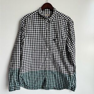Burberry Brit Monochrome Gingham Checked Cotton Colourblock Long Sleeve Shirt XL